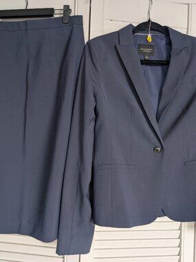 Banana Republic Skirt Suit Set - Slate Blue / Navy - Size 4